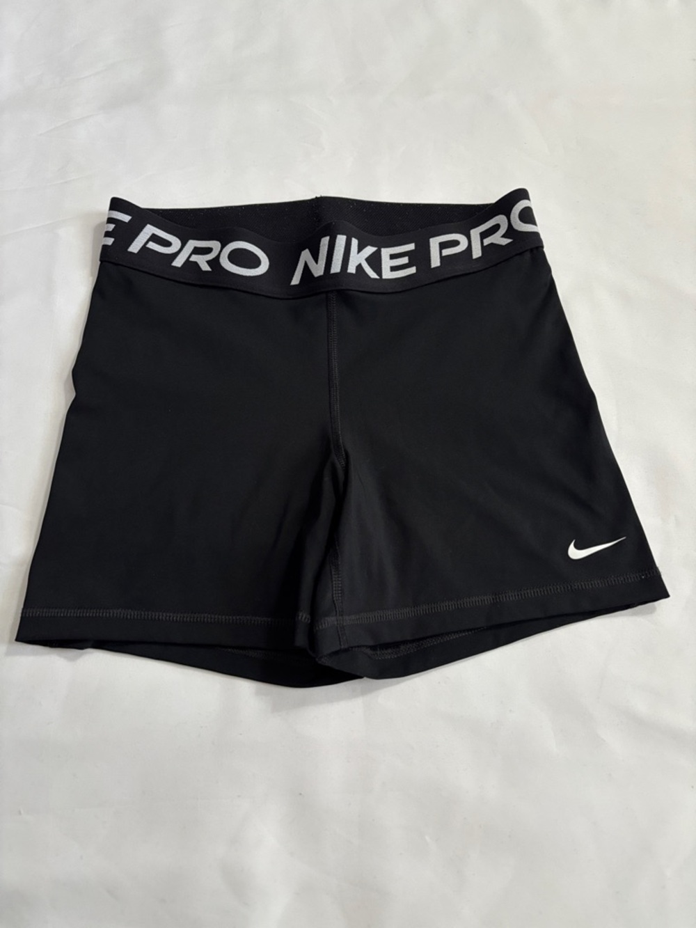 Nike Pro Black Athletic Compression Shorts with Logo Waistband 5” inseam